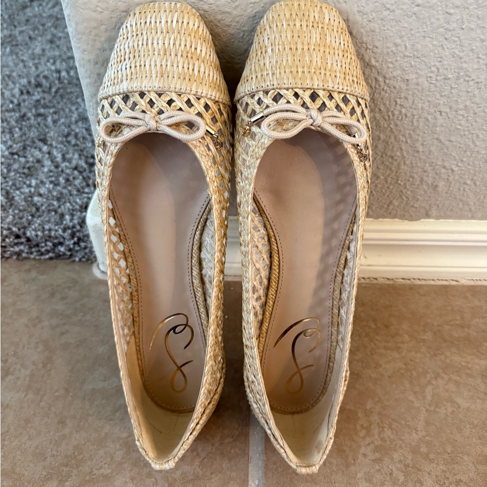 Sam Edelman Natural Woven Ballet Flats with Bow
